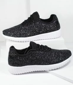 Rad Fashion Black Chunky Glitter Sneakers 1980s & 1990s