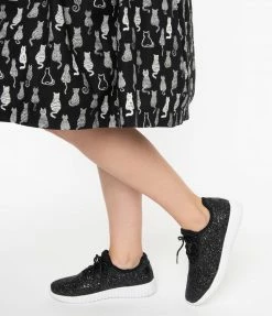 Rad Fashion Black Chunky Glitter Sneakers 1980s & 1990s