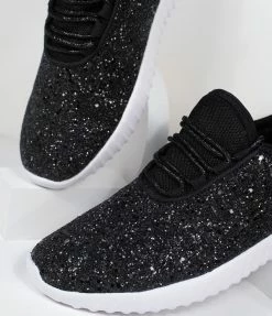 Rad Fashion Black Chunky Glitter Sneakers 1980s & 1990s