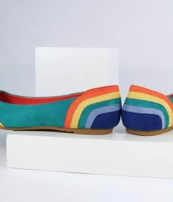 Unique Vintage Rainbow Suede Flats