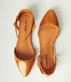 Unique Vintage Orange Glitter Libby Flats
