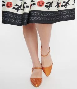 Unique Vintage Orange Glitter Libby Flats