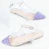 East Lion (Qupid) Lilac Purple Glitter & Clear Vinyl T-Strap Flats Shoes