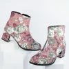 East Lion (Qupid) Vintage Mauve Fabric & Ivory Floral Booties