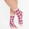 Mavin (Wild Pony Design Co) Pink & Purple Checkered Print Sheer Socks
