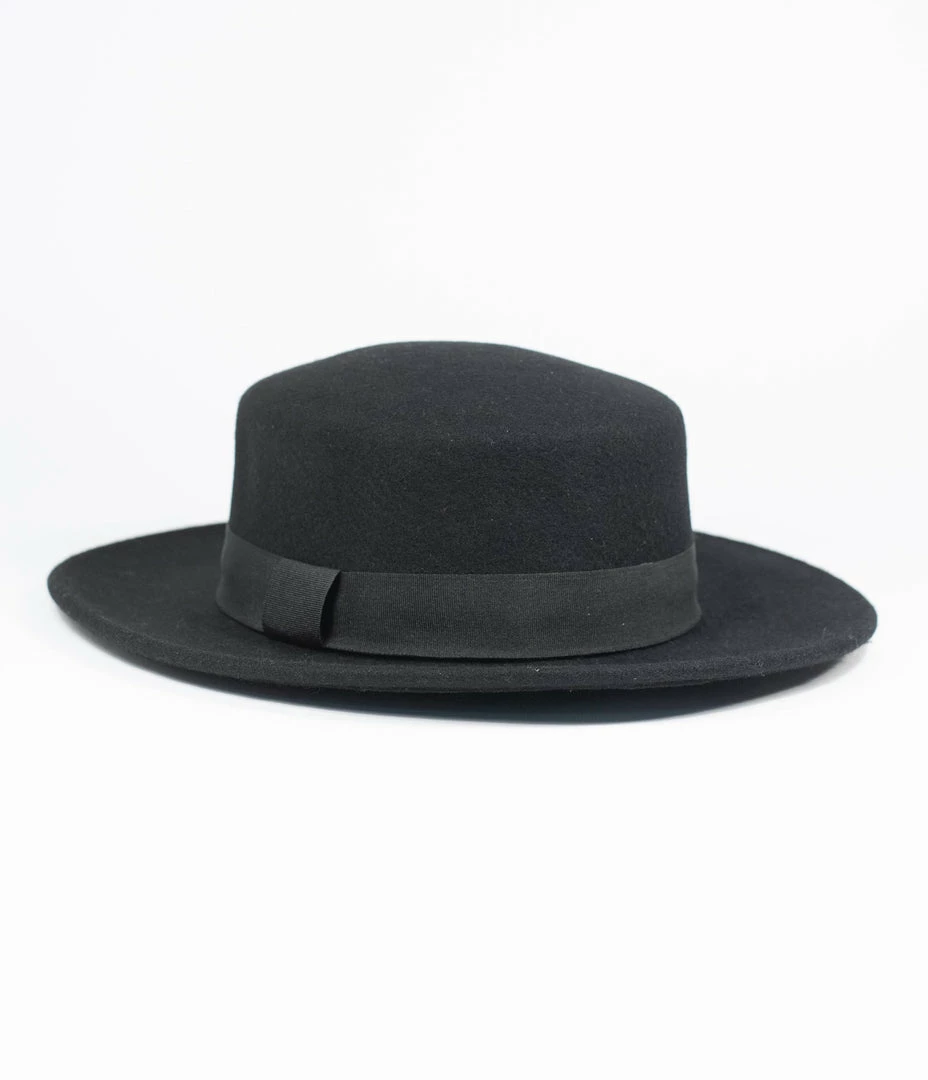 Unique Vintage Black Wool Bolero Hat
