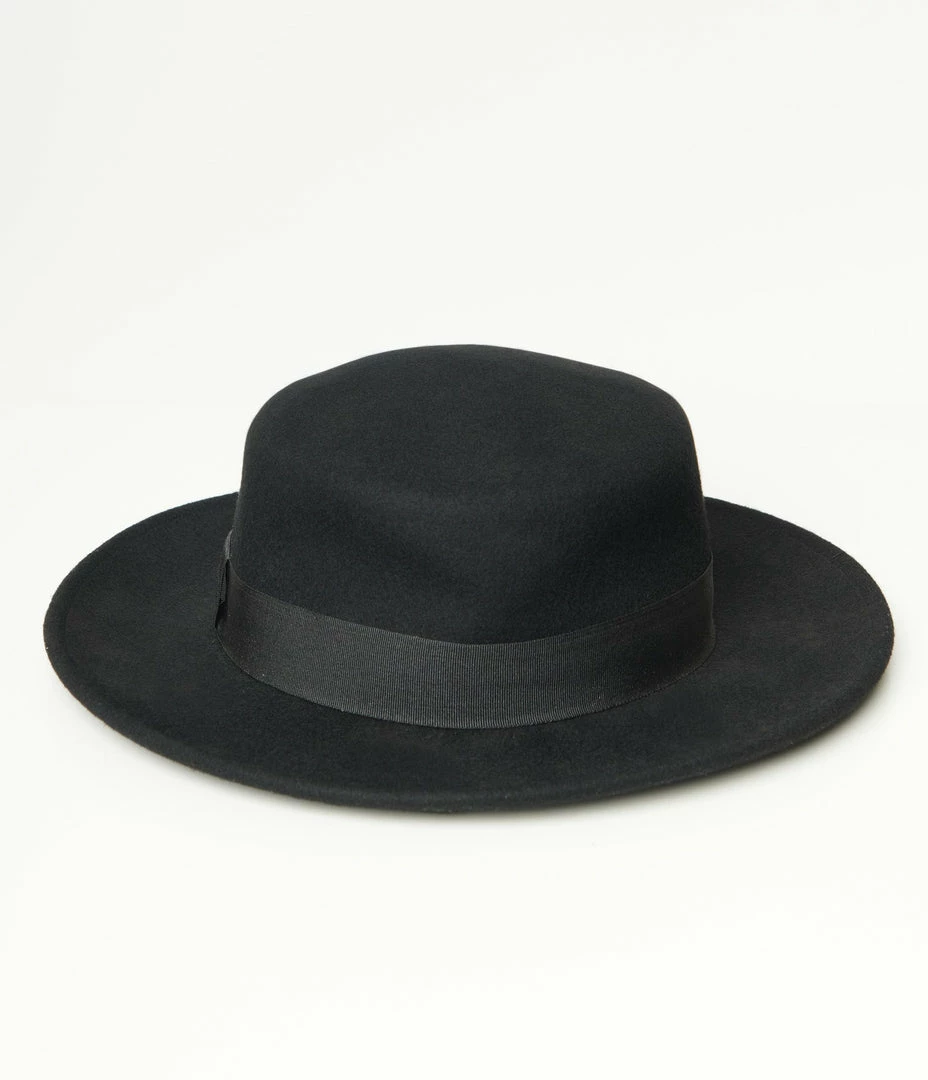 Unique Vintage Black Wool Bolero Hat