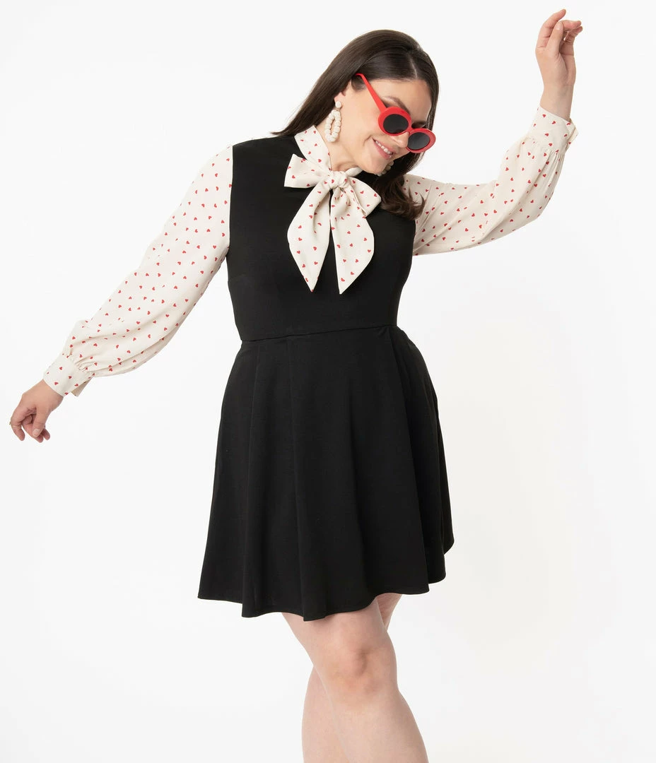Smak Parlour Plus Size Black & Red Hearts She.E.O. Fit & Flare Dress