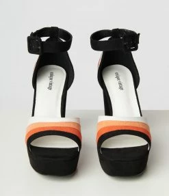 Unique Vintage Candy Corn Suede Peep Toe Pumps