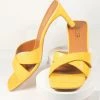 Verona Collection Retro Style Mustard Embossed Crocodile Heels