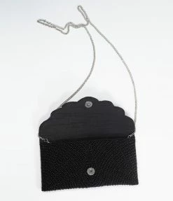 Ricki Designs Black Beaded Evening Envelope Clutch Flapper