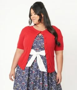 Unique Vintage Plus Size Red Telluride Cardigan Sweater