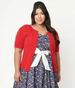 Unique Vintage Plus Size Red Telluride Cardigan Sweater