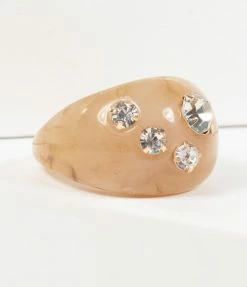FAME Accessories Tan Resin & Rhinestone Ring