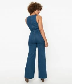Flying Tomato Retro 1970s Denim Jumpsuit