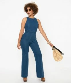 Flying Tomato Retro 1970s Denim Jumpsuit