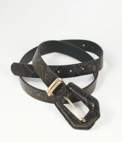FAME Accessories Black Leatherette Snake Embossed Belt
