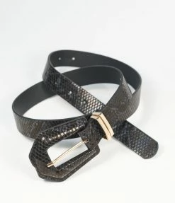 FAME Accessories Black Leatherette Snake Embossed Belt