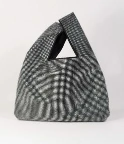FAME Accessories Black & Silver Rhinestone Handbag