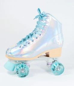 Roller Derby Holographic Blue Sabina Roller Skates 1970s