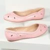 Ellie Shoes Bettie Page Pink Leatherette Cutout Dolly Flats