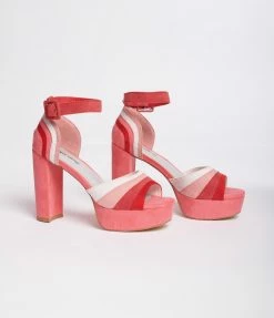 Unique Vintage Pink Suede Peep Toe Platform Heels Unique Vintage Brand