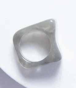 FAME Accessories Grey & Green Resin Rhinestone Three Ring Set