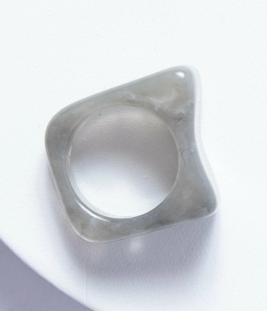 FAME Accessories Grey & Green Resin Rhinestone Three Ring Set