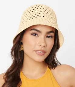 FAME Accessories Crocheted Straw Bucket Hat