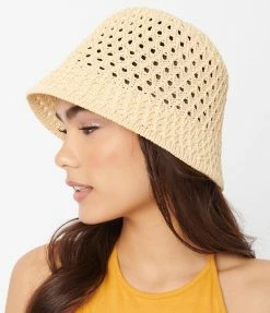 FAME Accessories Crocheted Straw Bucket Hat