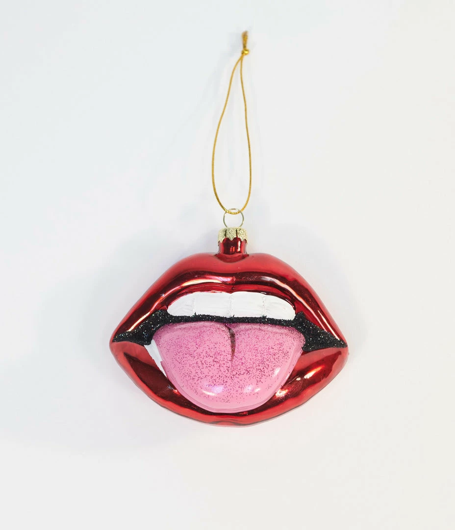Cody Foster Rock & Roll Tongue Glass Ornament