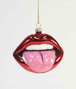Cody Foster Rock & Roll Tongue Glass Ornament
