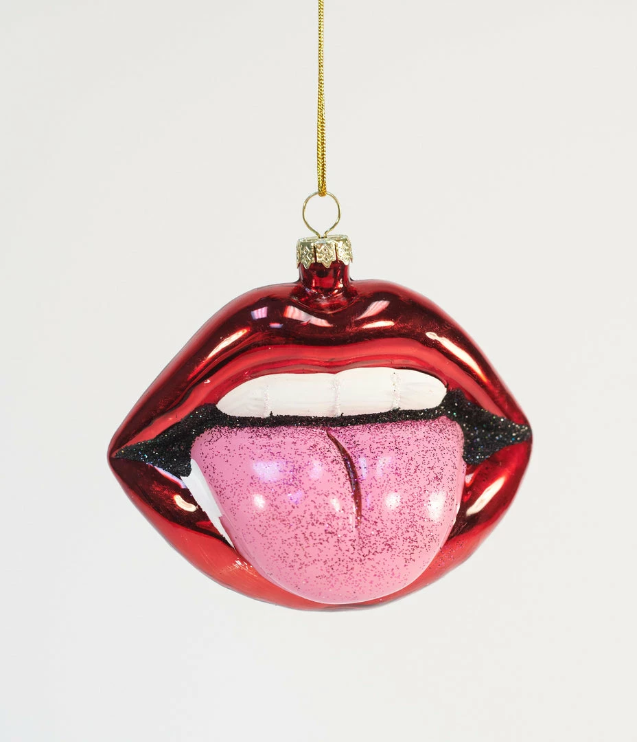Cody Foster Rock & Roll Tongue Glass Ornament