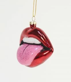 Cody Foster Rock & Roll Tongue Glass Ornament