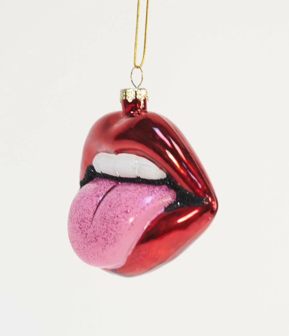 Cody Foster Rock & Roll Tongue Glass Ornament