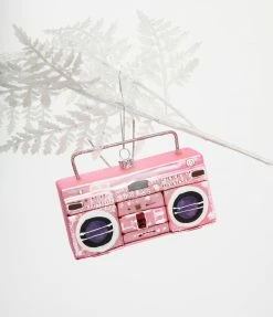 Cody Foster Accessories Pink Boombox Glass Ornament