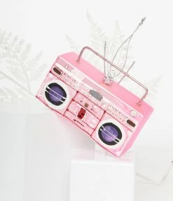 Cody Foster Accessories Pink Boombox Glass Ornament