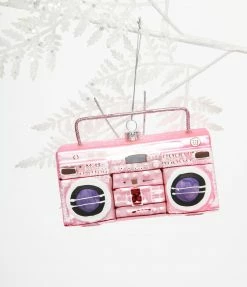 Cody Foster Accessories Pink Boombox Glass Ornament