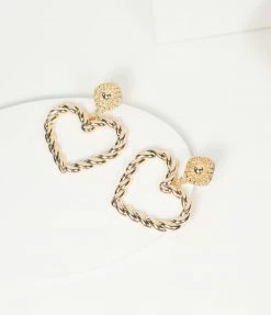 8 Other Reasons Guest Attire 18K Gold Plated Twist Heart Drop Earrings
