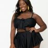 Swimwear Unique Vintage Plus Size Black Bow Rialto Bikini Top