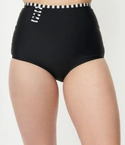 Swimwear Unique Vintage Black High Waist Hatteras Swim Bottom