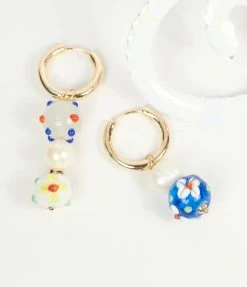 8 Other Reasons Accessories Multicolor Beaded & 14K Gold Plated Drop Hoop Earrings