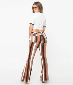 Saints & Hearts Multicolor Earth Striped Bell Bottom Jeans Bottoms
