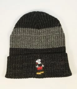 Concept 1 Accessories Black & Grey Stripe Mickey Mouse Beanie