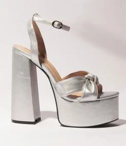 Unique Vintage Brand Unique Vintage Silver Leatherette Bow Platform Heel