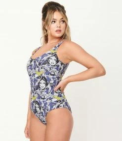 DC Comics X Unique Vintage Wonder Woman All Over Print Huntington Swimsuit Swimwear
