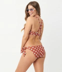 Unique Vintage Rust & White Dot Sweet & Sash-y Swim Bottom