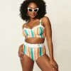 Unique Vintage Pride Rainbow Stripes Marlene Crop Swim Top