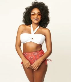Unique Vintage Solid White Forever Glam Swim Top