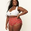 Unique Vintage Plus Size Red Bandana Print Provincetown Swim Bottom